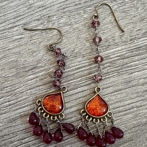 Elegant Orange and Red Dangle Earrings